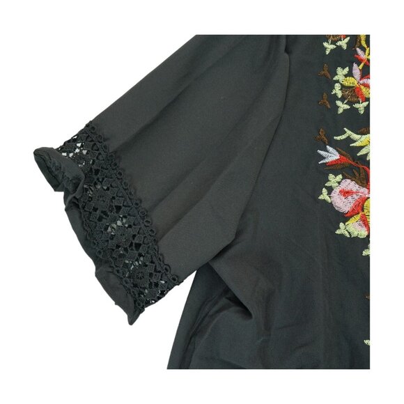 MISSLOOK Women's Black Embroidered Front Blouse Lace Sleeves Size Large - Picture 5 of 6